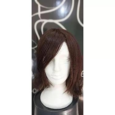 Imagem de Peruca Marisa,cabelo humano brasileiro, cabelo liso, castanho médio, 40 cm.