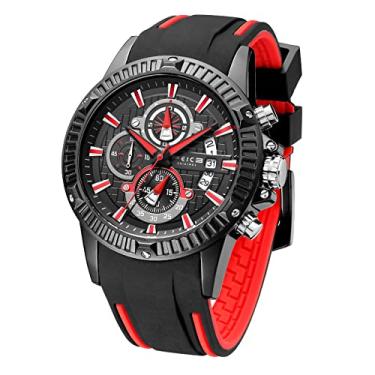 Imagem de FEICE Relógios de pulso masculinos esportivos, à prova d'água, cronógrafo, analógico, quartzo, com pulseira de borracha, moderno, luminoso, relógio de negócios, relógios de luxo para