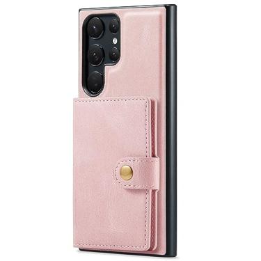Imagem de LXURY Capa para Samsung Galaxy S23 Ultra/S23 Plus/S23, carteira destacável 2 em 1 capa de couro magnético com bloqueio de RFID, rosa, S23 Ultra 6,8 polegadas