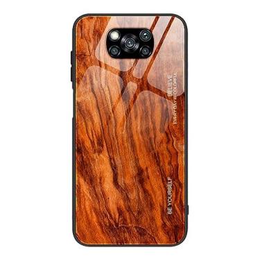 Imagem de Capa de telefone de vidro de grão de madeira para xiaomi poco x4 x5 pro f4 f3 m3 pro m5 macio pára-choques caso à prova de choque, 06, para poco f4