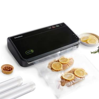 Imagem de FoodSaver Máquina seladora a vácuo, detecção automática de sacos, compatível com sous vide, com sacos seladores, rolo, seladora a vácuo portátil, preta