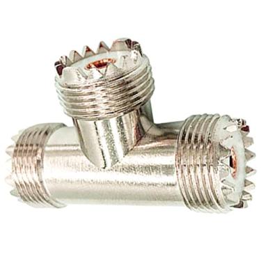 Imagem de DAGIJIRD 1 peça de latão UHF fêmea para fêmea 3 vias tipo T conector adaptador coaxial RF