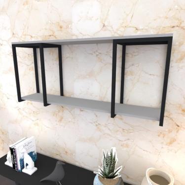 Imagem de Prateleira Industrial Suspensa Estante Parede Nicho Cinza Cozinha Escritorio Sala Quarto Infantil