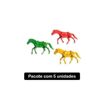Imagem de Kit 5 Cavalos Colorido Plástico Brinquedo