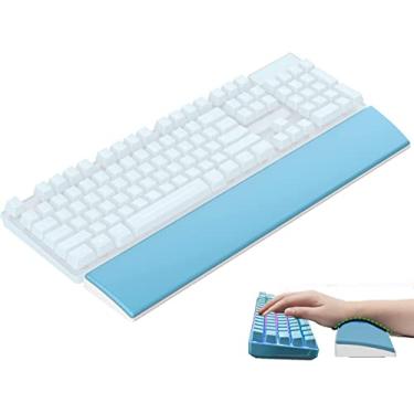 Imagem de ZIYOU LANG teclado desconso de pulso com espuma de memória ergonômica e pulso PU, base de borracha anti-derrapante Base 100% 104Keys Full Size 17.08 x 2.75 in, 0.59 inch (15mm) Height(Blue)