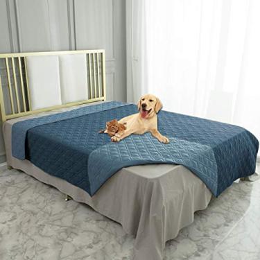 Imagem de Capa para cama de cachorro à prova d'água Ameritex cobertor para sofá de cama de móveis, reversível (82 x 102 polegadas, azul marinho + azul escuro)