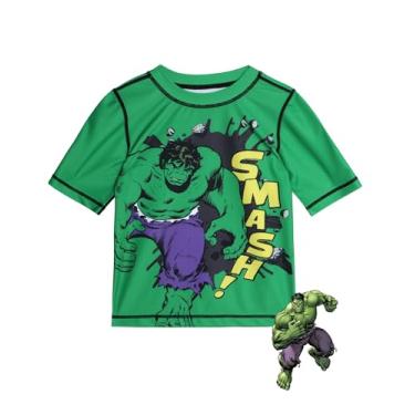 Imagem de Marvel Camiseta masculina Vingadores Rash Guard - Capitão América, Homem-Aranha - Secagem Rápida Areia e Proteção Solar (2T-12), Verde Hulk, 7