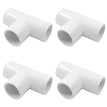 Imagem de Piutouyar 4 peças de encaixe de tubo de PVC de cotovelo em T de 3/4", conector de tubo de grau de móveis de 3 vias conector de canto de tubo de encaixe de cotovelo de PVC para estrutura de suporte de