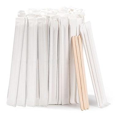 Imagem de MFJUNS 200pcs Individually Wrapped Wooden Coffee Stirrers - 5.5" Coffee Stir Sticks, Round End Disposable Stir Sticks, For Coffee, Cocktail and Hot Drinks