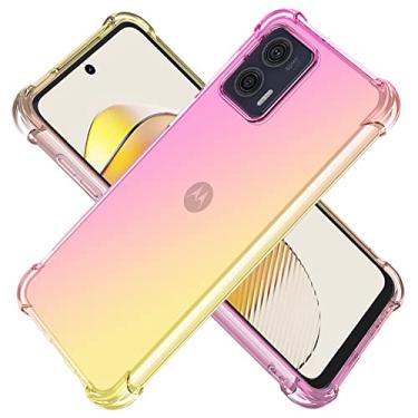 Imagem de KOARWVC Capa para Motorola G73, capa para Moto G73, capa transparente gradiente fina antiarranhões TPU à prova de choque capa protetora para celular para Motorola Moto G73 (rosa)