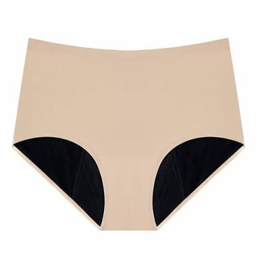 Imagem de AIRCUTE Roupa íntima feminina lavável super absorvente para incontinência urinária, cintura alta, vazamentos moderados e pesados na bexiga 150 ml (bege, grande)