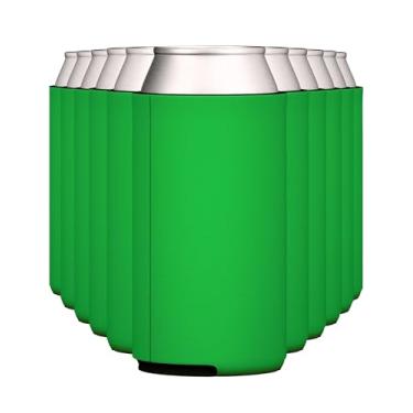 Imagem de TahoeBay 12 capas finas para latas – refrigeradores de cerveja de espuma em branco – compatível com RedBull, Michelob Ultra, seltzer espigado de garra branca (Kelly Green, 12)