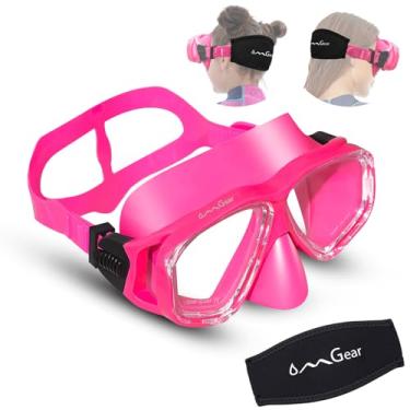 Imagem de OMGear Óculos de natação com cobertura de nariz, máscara de mergulho, equipamento de mergulho, máscara de snorkel para adultos para mergulho sem mergulho, pesca com arbala, capa de neoprene resistente a impactos (rosa)