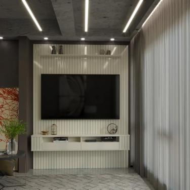 Imagem de VIA NOSSA - Painel Ripado para Tv Até 75 Polegadas Intense com Nicho 180cm Cor:off White