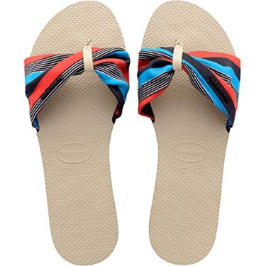 Imagem de Rasteira You St Tropez, Havaianas, Feminino, Bege Palha/Marinho, 37/38