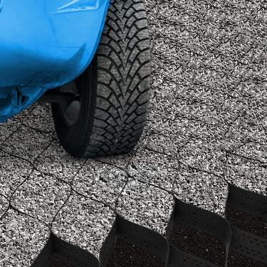 Imagem de Estabilizador de grade de parede de retenção de jardim Grade de entrada de automóveis, estabilizador de pavimentação geocell de profundidade de 2" com furos de drenagem para vagas de estacio