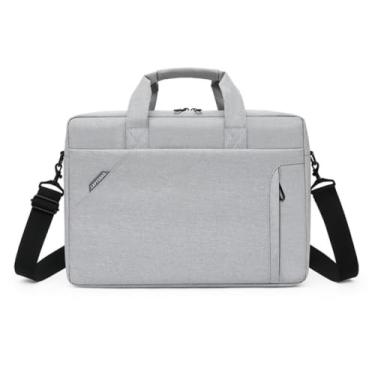 Imagem de Case Notebook de 15.6 Polegadas Bolsa Executiva de Ombro Impermeável Anti Choque Portátil Maleta com Alça Destacável para Macbook Notebook e Laptop - Unissex (Cinza)