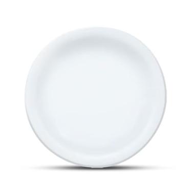 Imagem de Jogo de Pratos Rasos Brancos Ceramica Esmaltada 12 peças