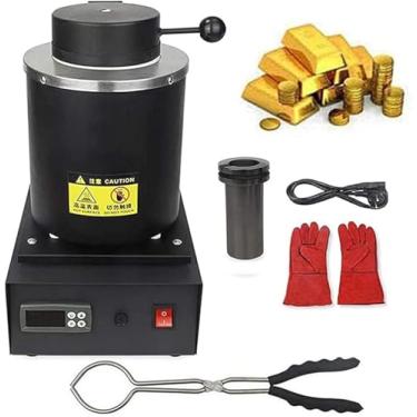 Imagem de Forno Metal Me com capacidade de 1/2/3Kg, forno elétrico Me com cadinho de grafite, forno Gold Me Forno elétrico automático Me para metais preciosos, preto, 3KG
