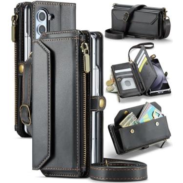 Imagem de Asuwish Capa de telefone para Samsung Galaxy Z Fold 6 5G 2024 capa carteira com zíper com caneta S e flip de couro com bloqueio de RFID suporte para cartão de crédito acessórios para celular ZFold6 Z6