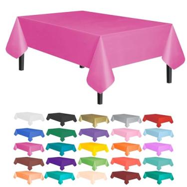 Imagem de Toalha de mesa Allgala de plástico premium com 12 unidades, peso médio, descartável, Fuschia, 12PK 54"x108"