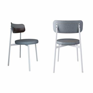 Imagem de Cadeira Kyta Fixa com 4 Pés 50 X 44,7 X 83,8 Cm com 2 Unidades Cinza/Café/Branco