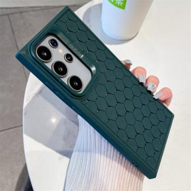 Imagem de Capa de silicone macio para Samsung S24 S23 Ultra Plus FE A55 A54 A35 A25 A34 A24 A12 A15 A14 A05 A04 Capa com suporte de lente, verde escuro, para Galaxy S24Ultra