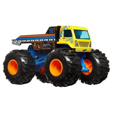 Imagem de Hot Wheels Monster Trucks Oversized Haulin 64 Flatbed Truck, 1:24 Scale, Die-Cast