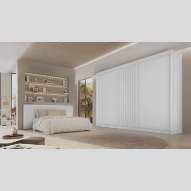 Imagem de Guarda Roupa Casal 3 Portas 6 Gavetas Flex Vitoria 100% mdf Móveis Europa sem espelho Branco