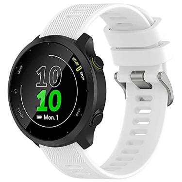 Imagem de TopPerfekt Pulseira de substituição de silicone macio de 20 mm compatível com Garmin Forerunner 55/158/245 para Garmin Vivomove 3/Luxe/Style (branca)