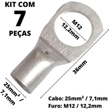 Imagem de 7un Terminal de Compressão Para Cabo de 25mm² Furo M12 SC25-12 - C&B C