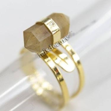 Imagem de Anel Micro Pontinha Rutilo Bi Ponta Aro Ajustavel Dourado
