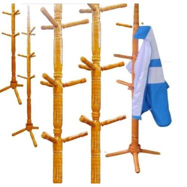 Imagem de Cabideiro Mancebo De Chão Em Madeira C/9 Ganchos - MK