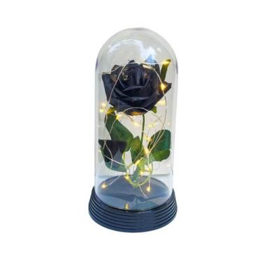 Imagem de Luminária A Rosa Encantada Preta 20 Cm Base Preto Quente - Amor Lindo