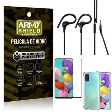 Imagem de Capinha Samsung A51+ Fone Sport Hs92 + Pelicula 3D - Armyshield