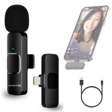 Imagem de Microfone Sem Fio Lapela Para iPhone Conector Lightning - Tomate