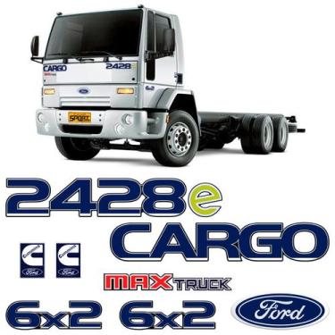 Imagem de Kit Adesivos Ford Cargo 2428e Emblema Resinado Grande Azul - SPORTINOX