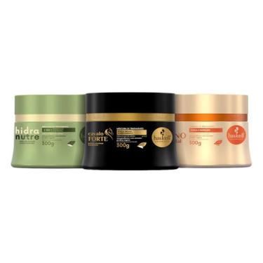 Imagem de Kit Cronograma Haskell Cabelos Frágeis Cavalo Forte + HidraNutre + Tut