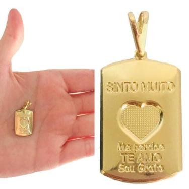 Imagem de Pingente Medalha Sinto Muito Me Perdoe Sou Grato Folheada a Ouro 18k S
