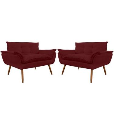 Imagem de Kit 02 Namoradeira Poltrona Sofá decorativa 02 Lugares Opalla Pés Pali