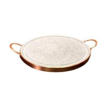 Imagem de Forma de Pedra Sabão Alça de Cobre para Pizza e Carne - 27cm - Full Ec