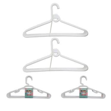 Imagem de Kit 20 Cabides Infantil Branco + 20 Cabides Adulto Branco - Trioplast