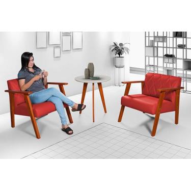 Imagem de Kit Duas Poltronas Madri Material Sintético + Mesa Lateral - Essencial