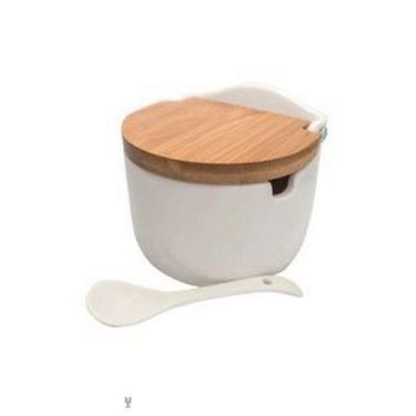Imagem de Saleiro De Cerâmica Com Tampa De Madeira 10 Cm - lyor