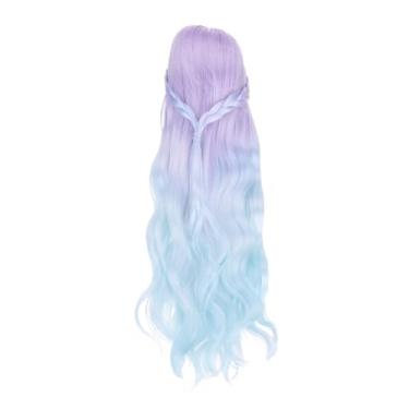Imagem de PATIKIL Peruca de boneca de cabelo longo de 23 cm, acessórios de cabelo para peruca de cabeça de brinquedo de seda macia para circunferência de cabeça de 15,5 a 17,5 cm faça você mesmo à mão, roxo