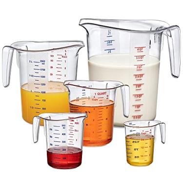 Imagem de Amazing Abby - Melissa – Copos medidores de plástico inquebráveis (conjunto de 5 peças), jarros de medição de grau alimentício, capacidade de 1/2/4/8/16 xícaras, empilháveis e laváveis na lava-louças, ótimos para óleo, vinagre, farinha, mais