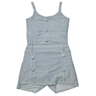 Imagem de Conjunto Short Saia Cropped Menina Roupa Festa Lurex - 2L Kids, Prata,