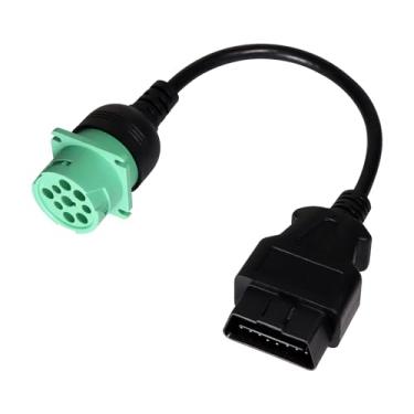 Imagem de Cabo adaptador de 16 pinos macho para 9 pinos fêmea OBD2 OBDII para J1939 verde tipo 2 para caminhões pesados e veículos comerciais com conector de diagnóstico OBD II