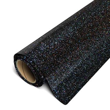 Imagem de Siser Rolo Glitter HTV 50,8 cm x 0,9 m - Ferro em vinil de transferência de calor (Galaxy Black)