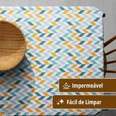 Imagem de Toalha Mesa Plástica Térmica Chevron Am Redonda 1,38 - IDEALIZA